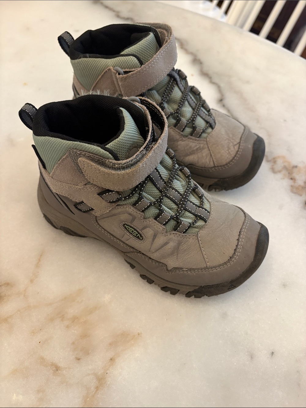 Keen Kids Gray and Green Outdoor Boots
